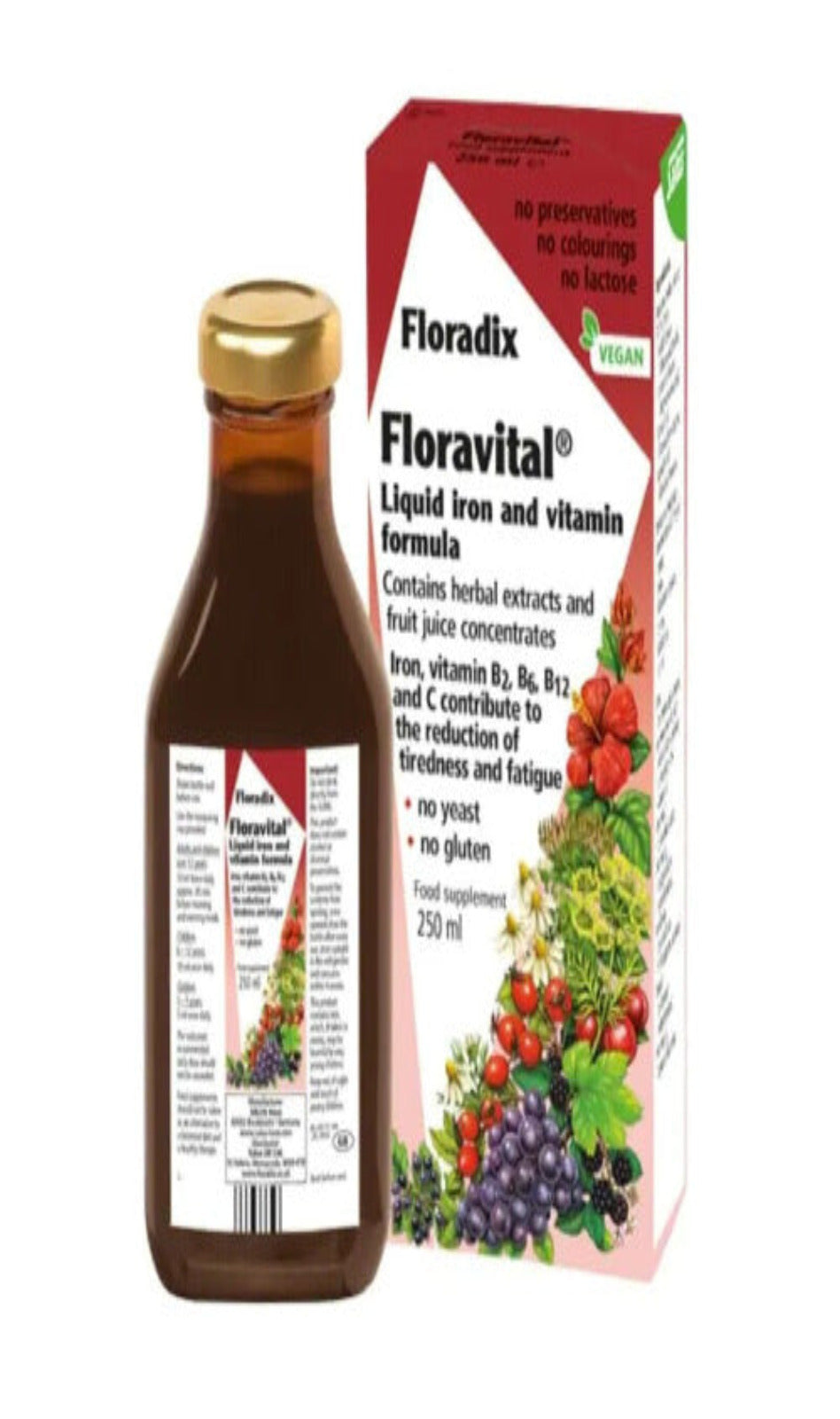 Floradix Floravital Liquid Iron and Vitamin Formula 250ml (BBE 07/25)