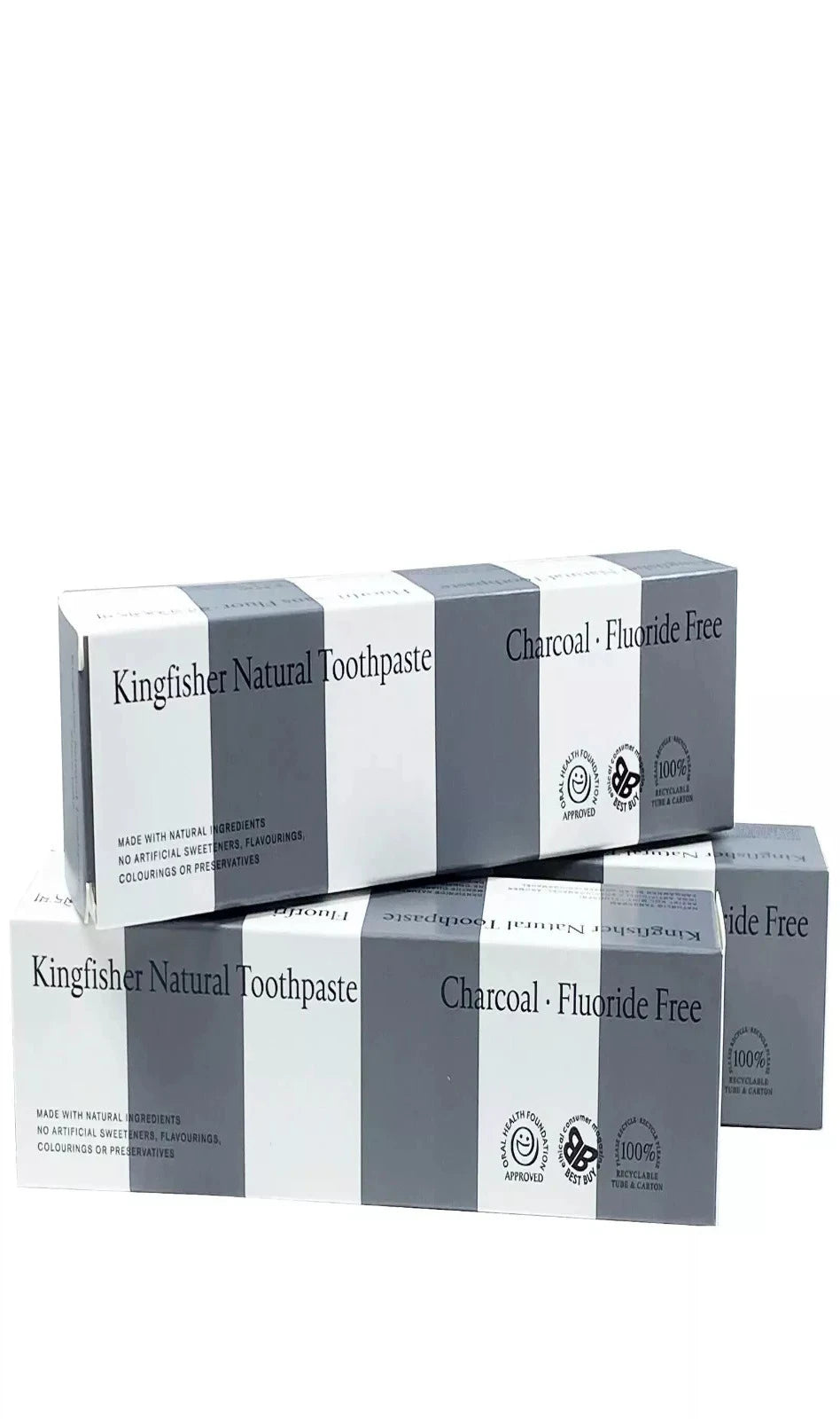 KINGFISHER NATURALLY CHARCOAL TOOHPASTE 100ml (Pack of 3) FLUORIDE FREE