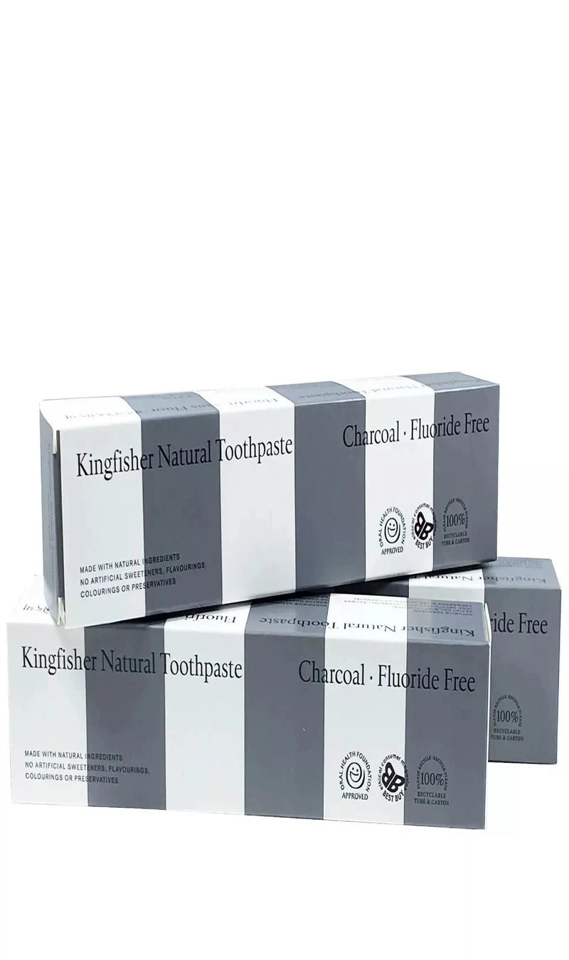 KINGFISHER NATURALLY CHARCOAL TOOHPASTE 100ml (Pack of 3) FLUORIDE FREE