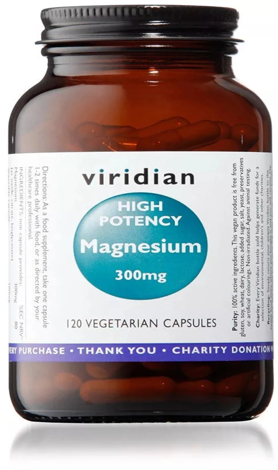 Viridian Magnesium High Potency - 300mg - 120 Capsules