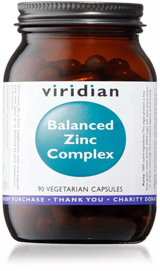 Viridian Balanced Zinc Complex for Immune System, Bones 90 caps BBE 09/2024