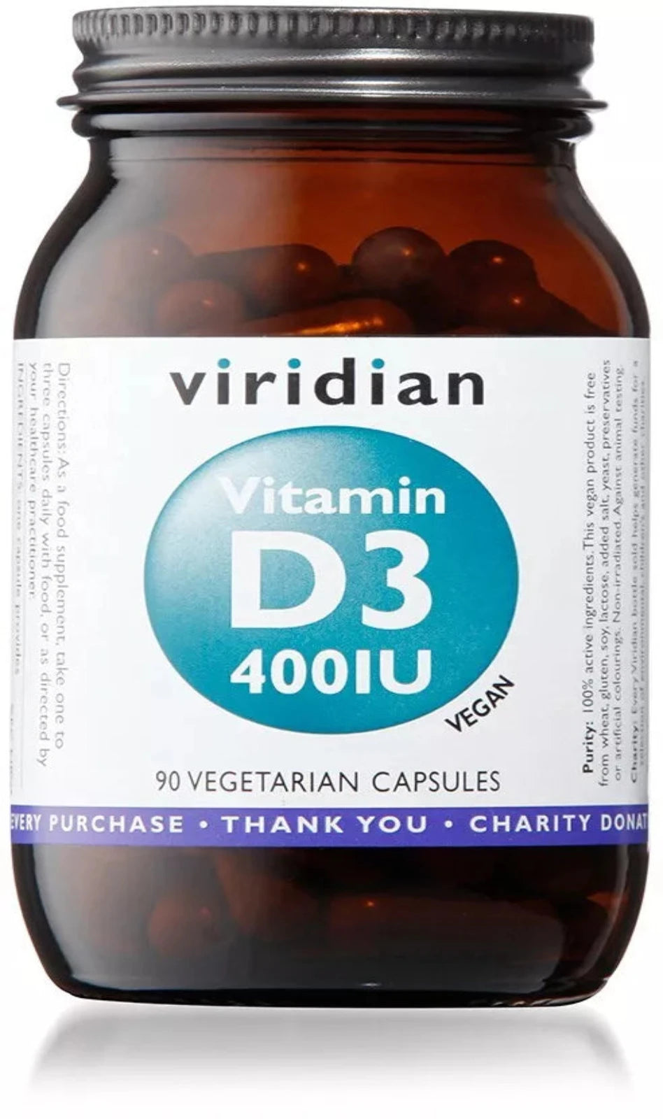 Viridian Vitamin D3 400iu (Vegan) 90 Caps