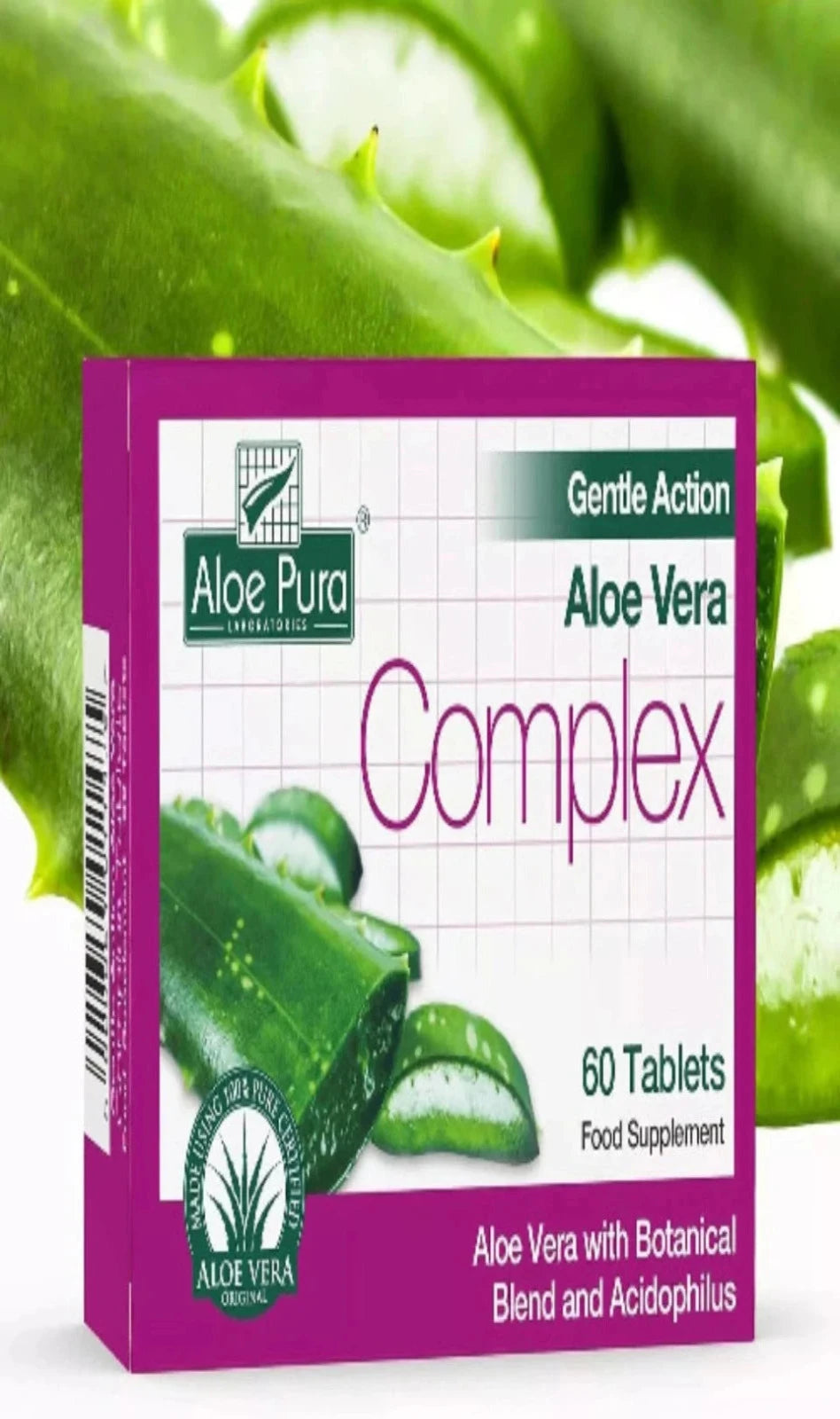 Aloe Pura Aloe Vera Gentle Action Complex Tablets, Natural, Vegetarian, 60 Tab