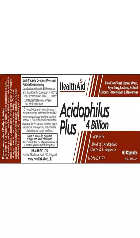 Health Aid Acidophilus Plus 4 Billion 60 Vegicaps