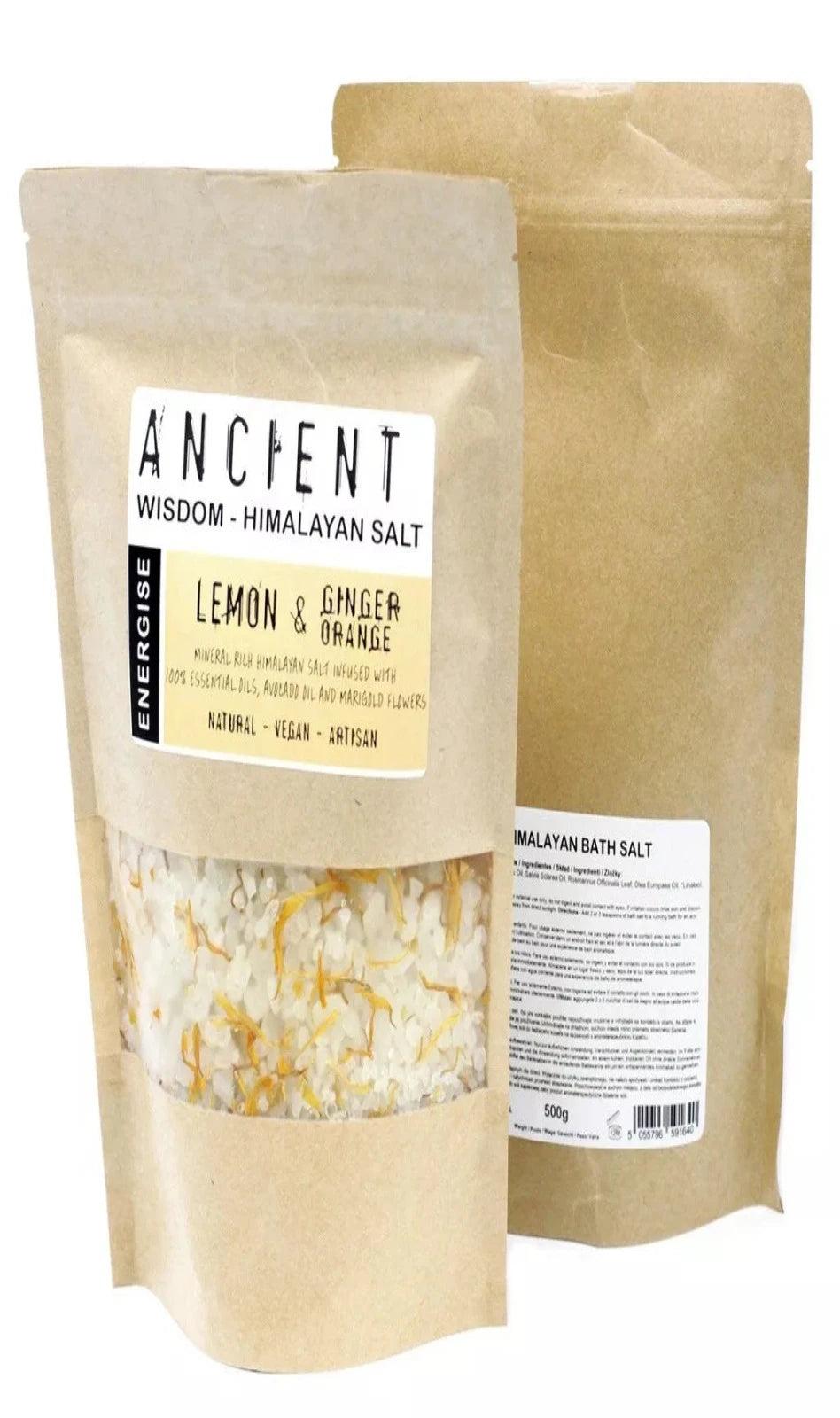 Himalayan Bath Salts Energise Blend with Lemon, Ginger & Orange 500g