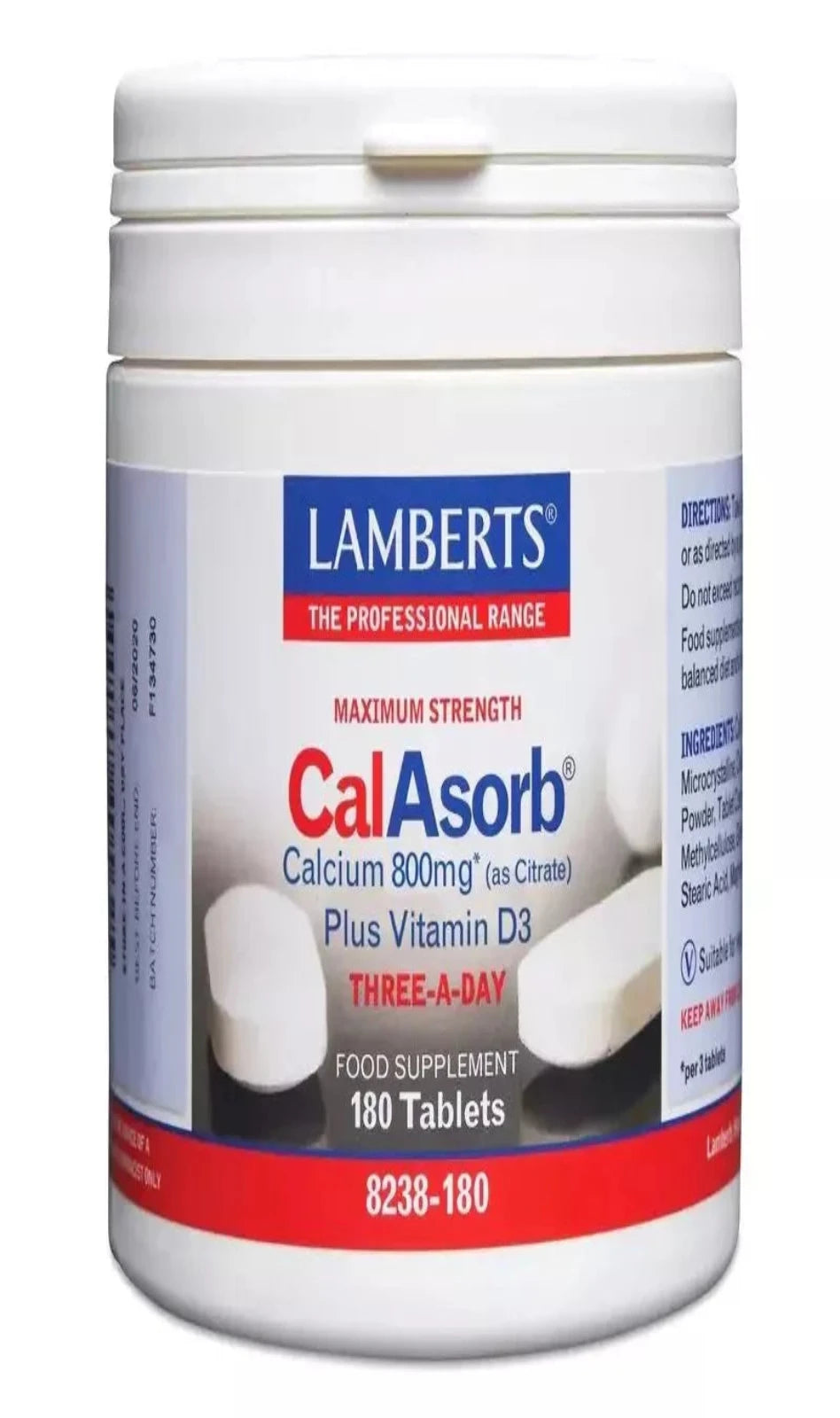 Lamberts CalAsorb Calcium 800mg 180 Tablets (BBE 08/26)