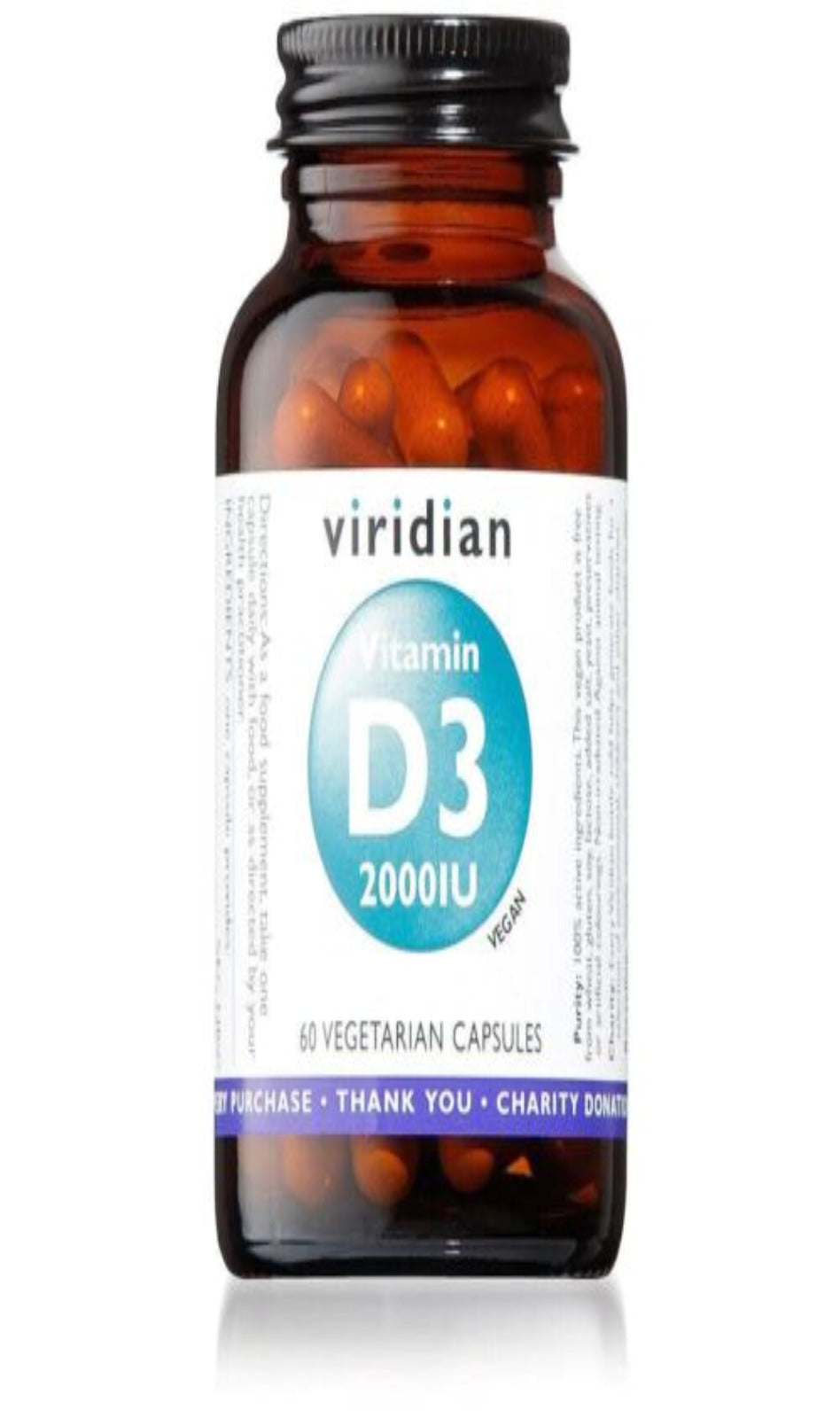 Viridian Vitamin D3 2000iu (Vegan) 60 Capsules (BBE 10/02/2024)