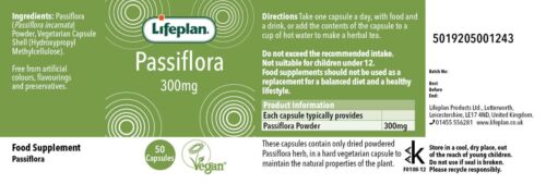 Lifeplan Passiflora 300mg 50 Capsules