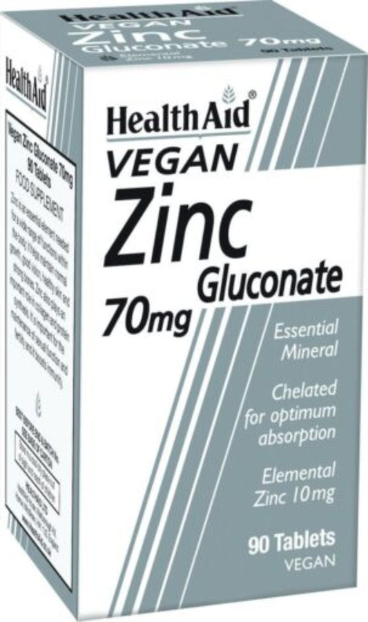 HEALTH AID ZINC GLUCONATE 70MG - 90 TABLETS