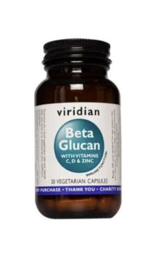 Viridian Beta Glucan with Vita. C, D & Zinc 30 Vegetarian Capsules (BBE 11/2023)