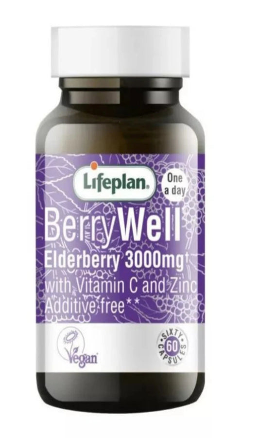 Lifeplan BerryWell Elderberry Capsules x 60 Capsules (BBE 10/23)